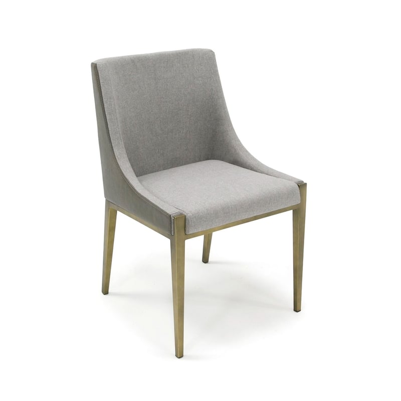 Brass/Gray Faux Leather Upholstered Metal Frame Dining Chair, Sturdy Dining Chair for Dining Rooms - 19.5