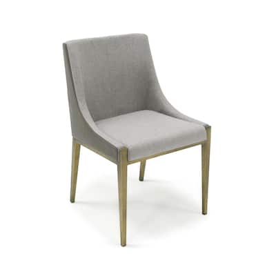 Brass/Gray Faux Leather Upholstered Metal Frame Dining Chair, Sturdy Dining Chair for Dining Rooms - 19.5
