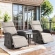preview thumbnail 70 of 82, Pocassy Reclining Patio Chair with Adjustable Backrest 2 Swivel Chairs with Table - Beige Cushion