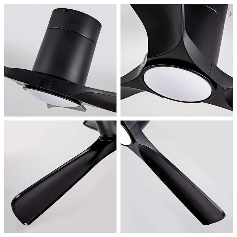 42" Flush Mount Ceiling Fan with Lights and Remote Control, Quiet DC Motor