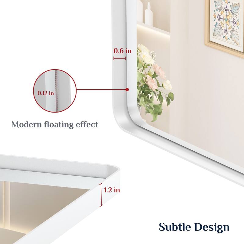 Keonjinn Rectangular Modern Aluminum Framed Bathroom Vanity Mirror, White