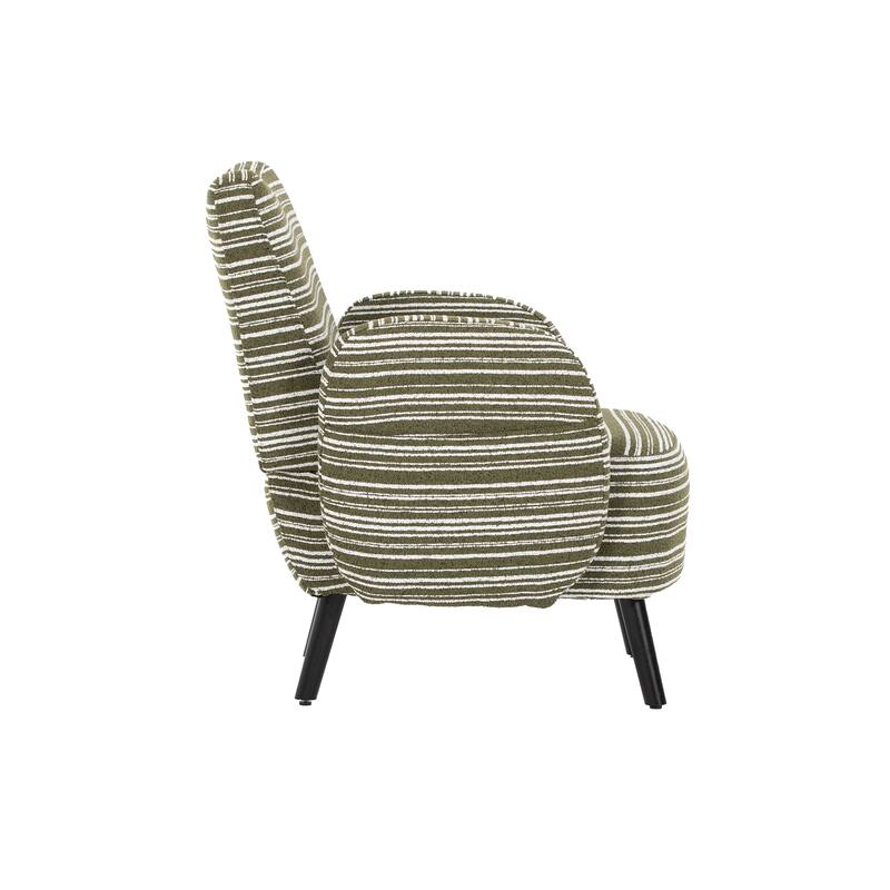 Boucle Upholstered Lounge Armchair, Reading Chair with Side Storage Pocket, Single Sofa Chair with Solid Wood Legs