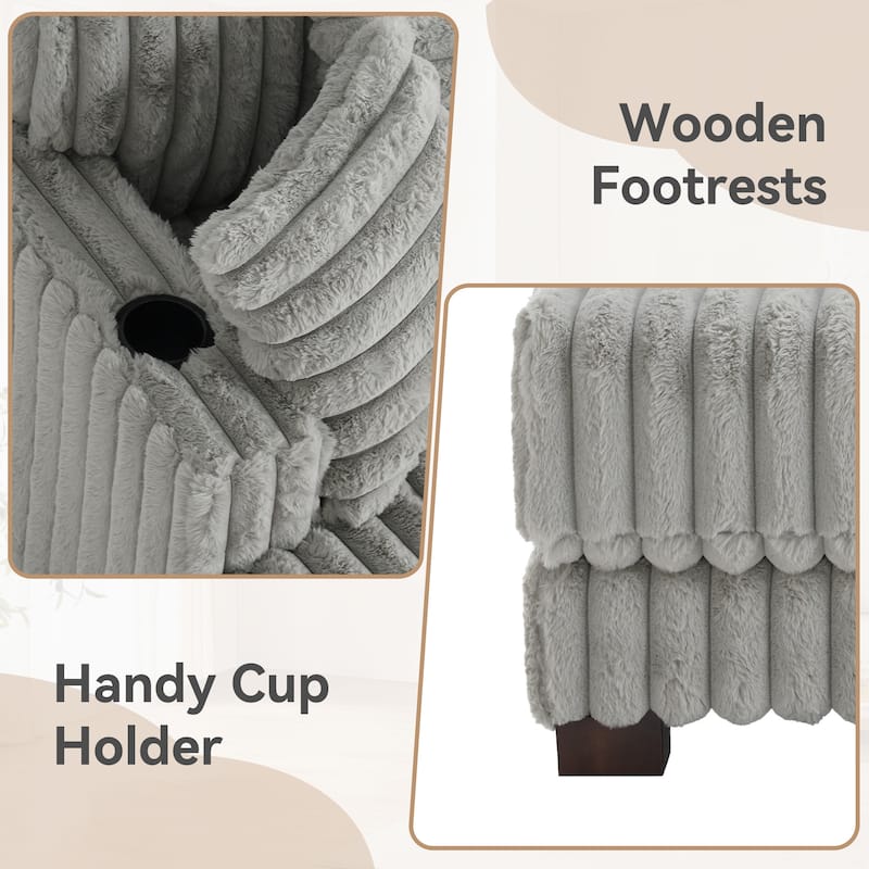 Modern Upgraded Plush Fabric Sofa Chaise Lounge with Pillows