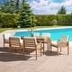 preview thumbnail 1 of 12, Okemo Acacia Wood Outdoor 7-Piece Outdoor Dining Set with Table and 6 Dining Chairs with Cushions