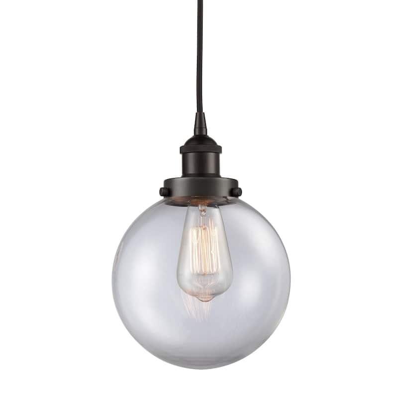 Innovations Lighting 616-1PH-12-8 Beacon Pendant Beacon 8" Wide Mini - Oil Rubbed Bronze / Clear