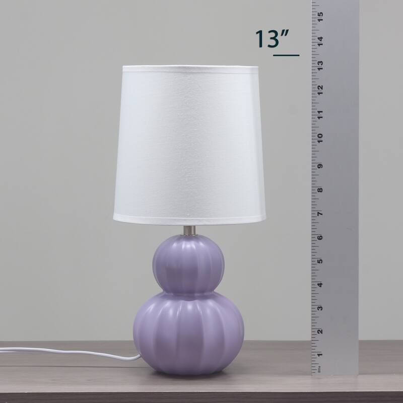Stacked Double Gourd Ceramic Table Lamp with Tapered Shade - 12.5" - Lavender