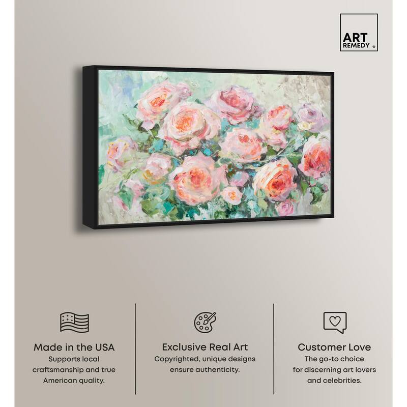 Cabbage Rose Charm Canvas by Art Remedy