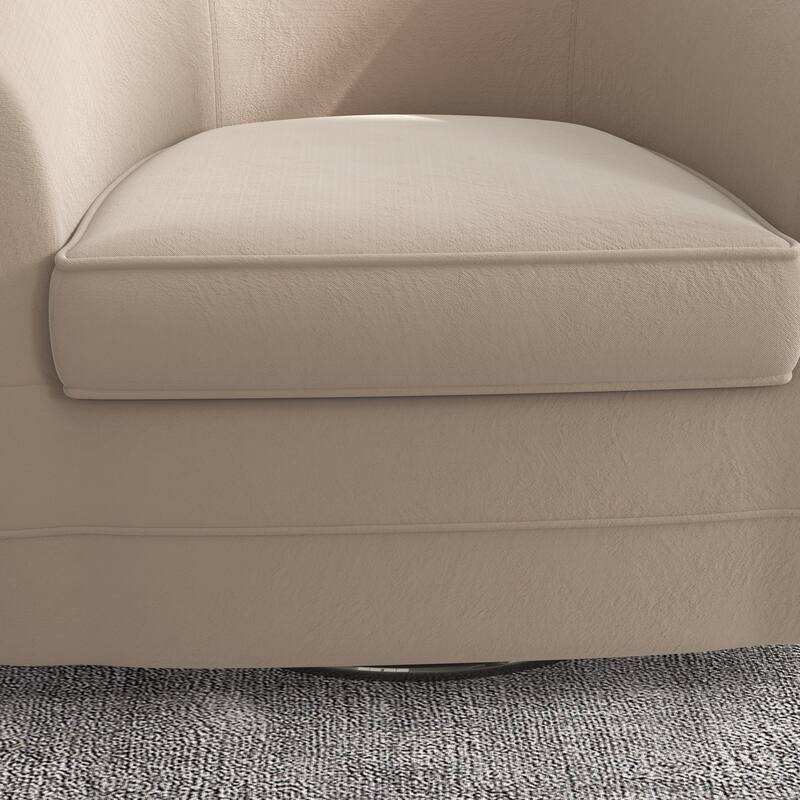 Swivel Accent Chair with Ottoman, Comfy Velvet 360 Degree Swivel Barrel Round Club Tub Sofa Chair for Bedroom Reading Room