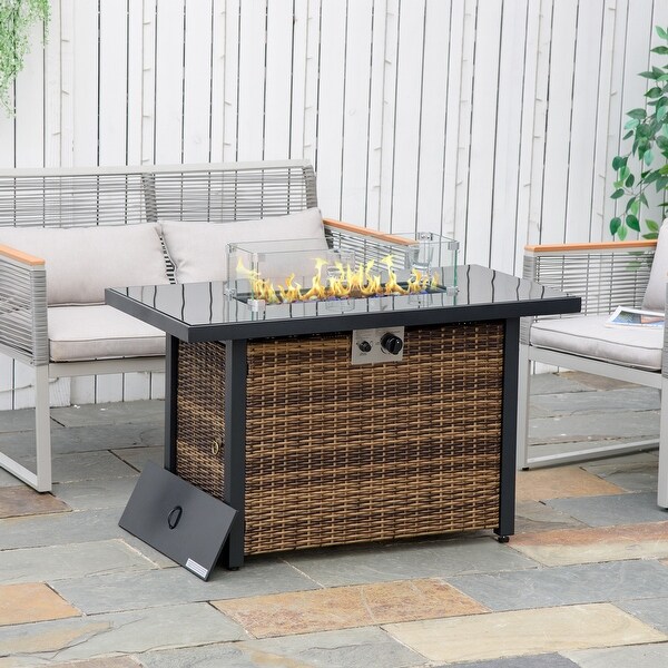 Gas fire pit table set sale clearance