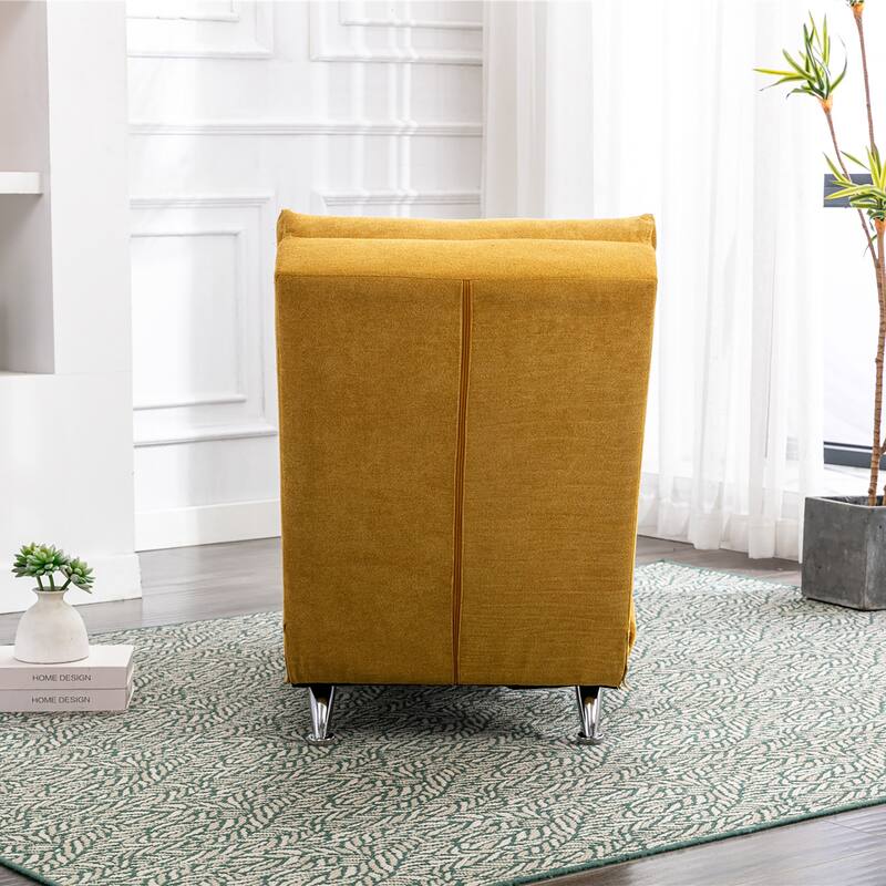 Mustard Modern 21.65" High Back Upholstered Chaise Lounge Chair with Remote Control and Ergonomic Electric Massage