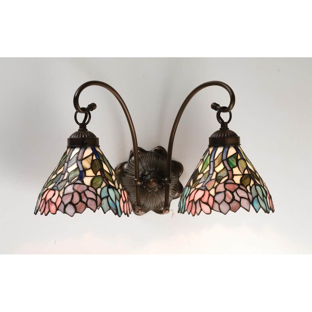Meyda Tiffany Wisteria 17" Wide 2 Light Double Sconce with Stained