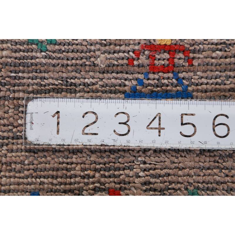 Hand Knotted Oriental Viscose Silk Carpet Tribal Stripe Brown Gabbeh Area Rug - 11' 8'' X 8' 11''