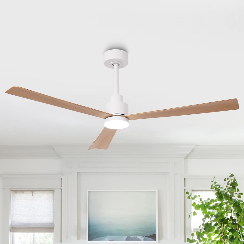 52" Modern Integrated LED White Ceiling Fan with Light and Remote