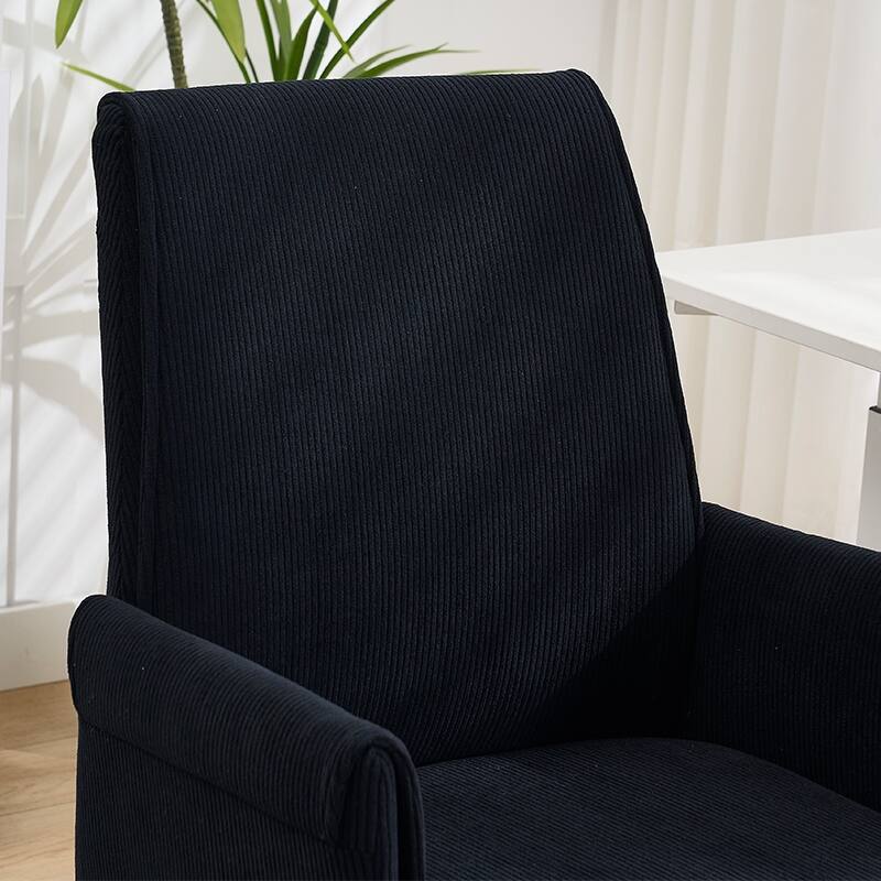 Corduroy Swivel Office Chair with Wheels, Ergonomic High Back Task Chair, Upholstered Accent Chair with Adjustable Height