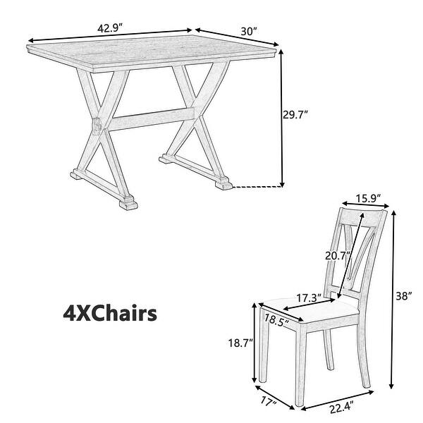 Grey Wood 5Piece Dining Table Set with 4 Upholstered Dining Chairs Bed Bath & Beyond 36983621