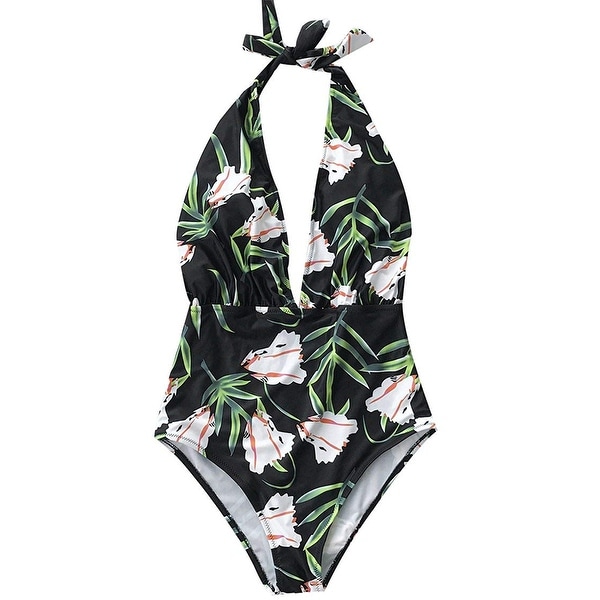 cupshe black floral one piece