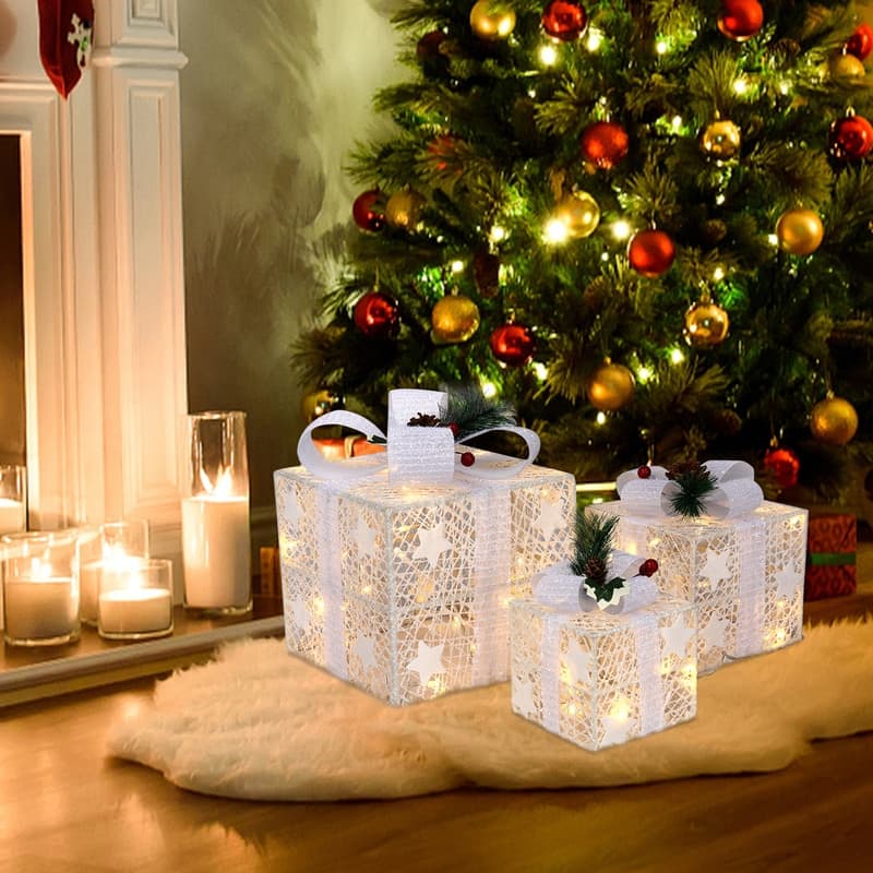 Lighted Gift Boxes Christmas Decoration Set of 3