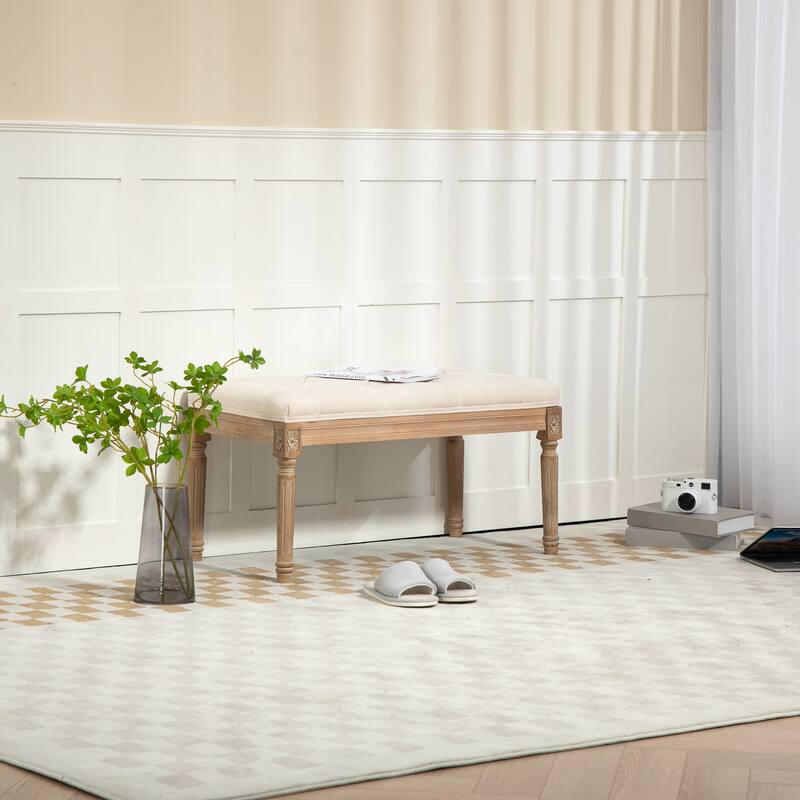 Traditional Rectangle Tufted Ottoman Bench