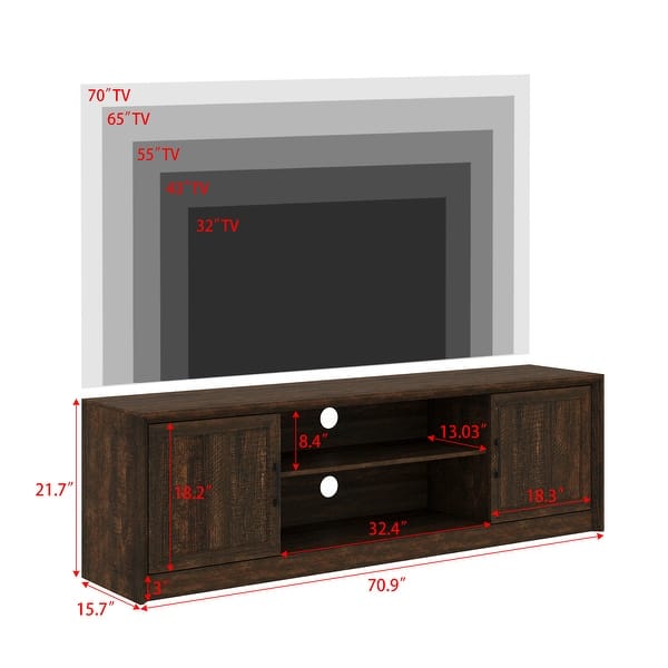 dimension image slide 1 of 2, Farmhouse Entertainment Center with Metal Handles, TV Stand with Storage Cabinets