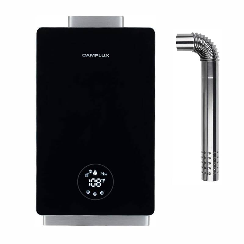 CAMPLUX 3.18 GPM 82,000 BTU Indoor Natural Tankless Water Heater with Data Display, Black - Black