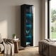 preview thumbnail 11 of 9, Meble Furniture Booky 41 Tall LED Bookcase with 4 Shelves & 16-Color Lighting, 15.8W x 11.4D x 66.9H inches, High Gloss Finish