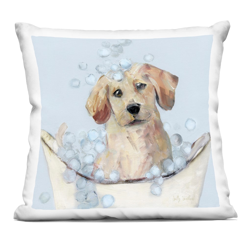 Stupell Bubble Bath Lab Puppy Decorative Printed Throw Pillow Design by Sally Swatland