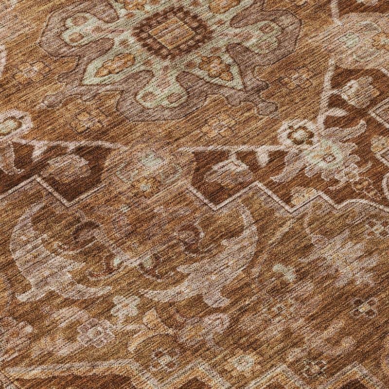 Machine Washable Indoor/Outdoor Traditional Medallion Chantille Rug