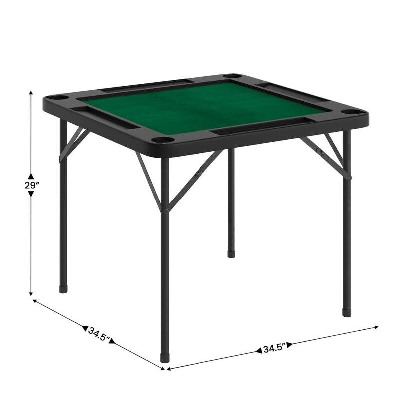 4-Player Folding Card Game Table with Cup Holders - 34.5"D x 34.5"W x 29"H