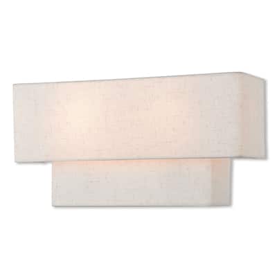 Livex Lighting Claremont 2 Light 8" Tall Wall Sconce with Fabric Shade