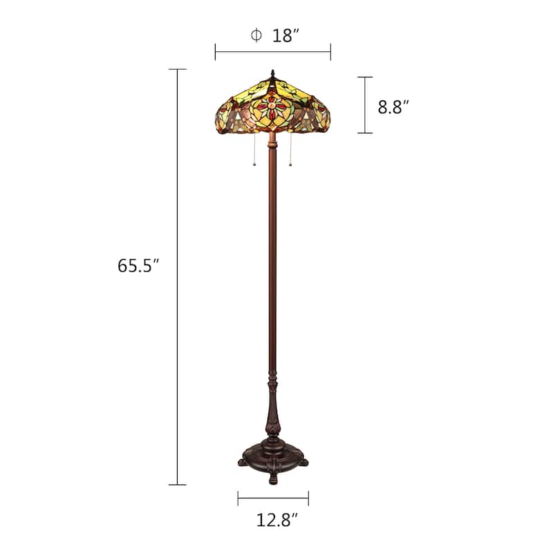 Tiffany Style 2 Light Floor Lamp - 65.5 inches High