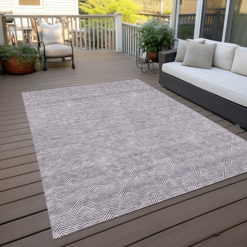 Machine Washable Indoor/ Outdoor Chantille Contemporary Stripe Rug