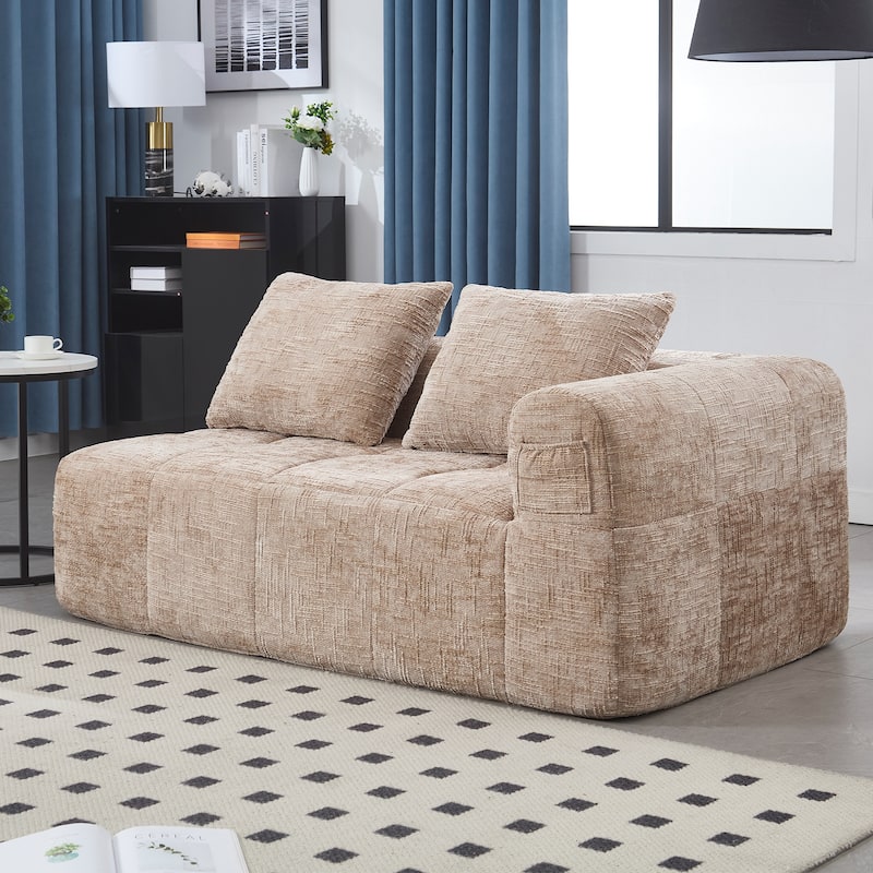 Chenille Loveseat Sofa Upholstered Deep Seat Sofa, Lounge Couch Corner Sofa Minimalist Modular Couches for Apartment