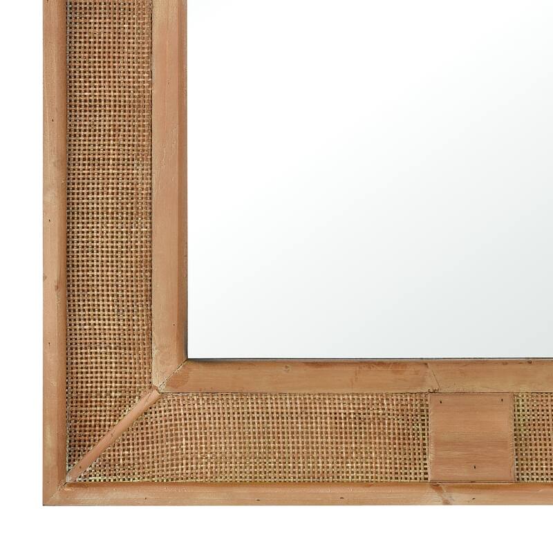 Atlas Cabana Rectangular Wood and Rattan Wall Mirror - 39.5 inch High