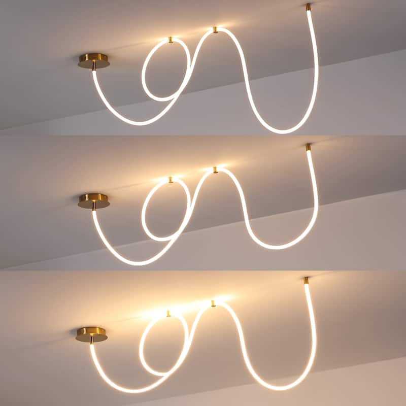 Adjustable Silicone Neon Rope LED Flush Mount, Dimmable, By JONATHAN Y