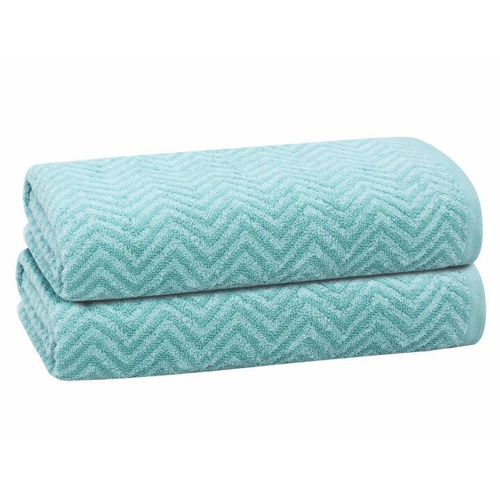PREMIUS 2 Pack Chevron 100% Cotton Yarn Dyed Bath Towel, 27x54 Inches