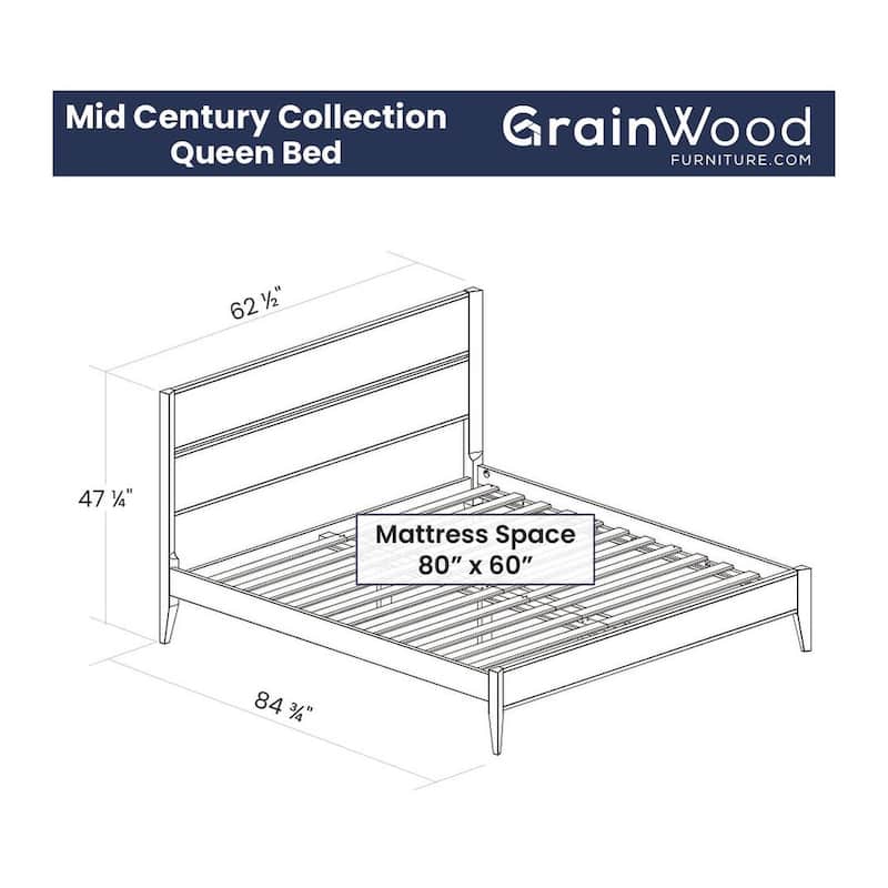 Grain Wood Furniture Mid Century Panel Bed