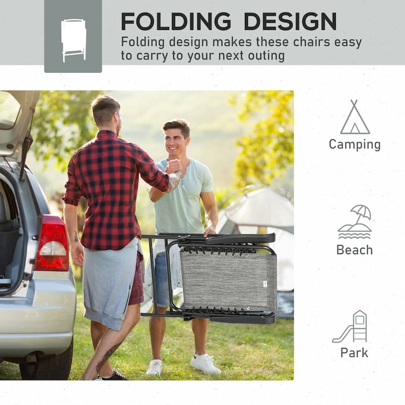 Set of 2 Patio Folding Chairs, Outdoor Portable Lawn Chairs with Armrests for Camping, Garden, Pool, Beach, Backyard