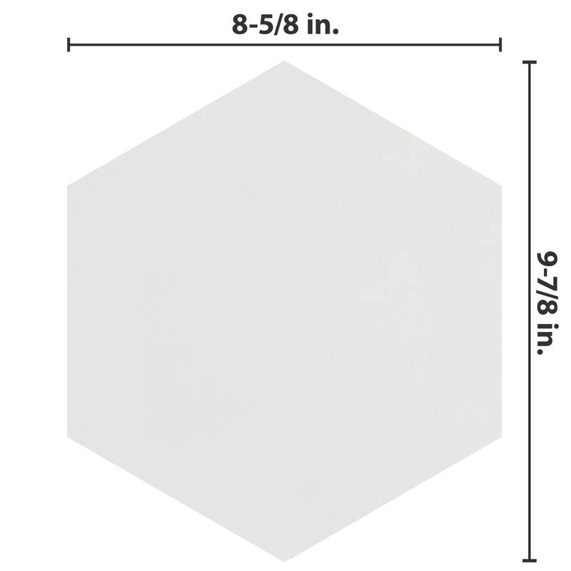 Merola Tile Textile Basic Hex White 8-5/8" x 9-7/8" Porcelain Floor and Wall Tile