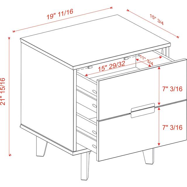 Middlebrook Mid-Century Solid Wood 2-Drawer Nightstand