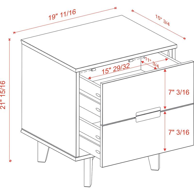 Middlebrook Mid-Century Solid Wood 2-Drawer Nightstand, Set of 2