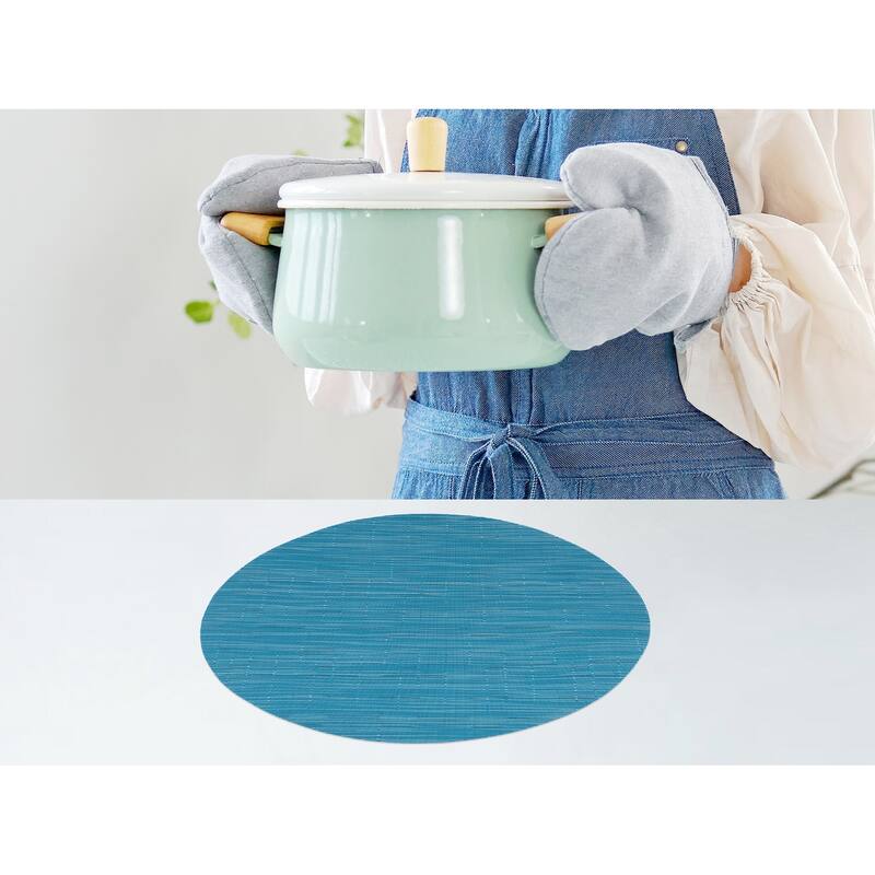 Round Placemats Set of 6 PVC Placemats for Kitchen Dining Table Decor Table Placemats Wipeable Table Mat - 14*14in