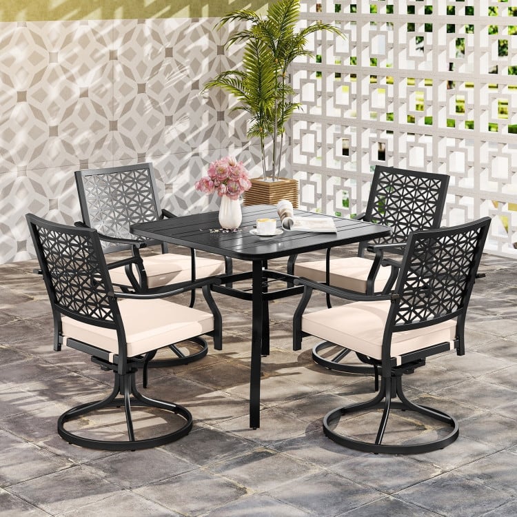 Outdoor Swivel Patio Dining Chairs with Cushions Set of 2 - 23" x 23" x 35"