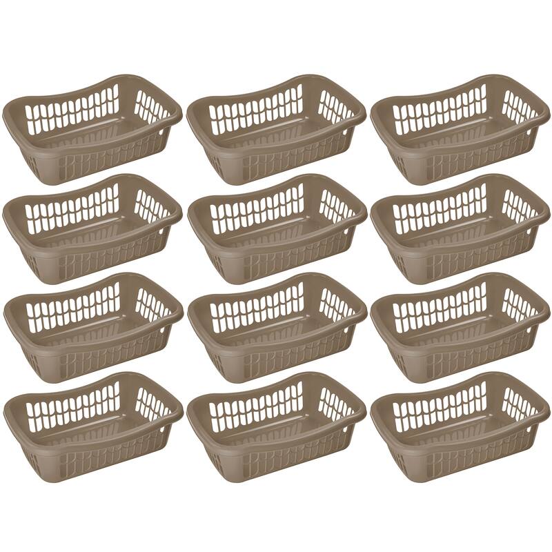 Large Plastic Storage Basket for Organizing Kitchen Pantry, Kids Room - brown