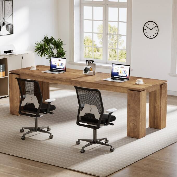 86-Inch Double Computer Desk, Wood Two Person Desk for Home Office