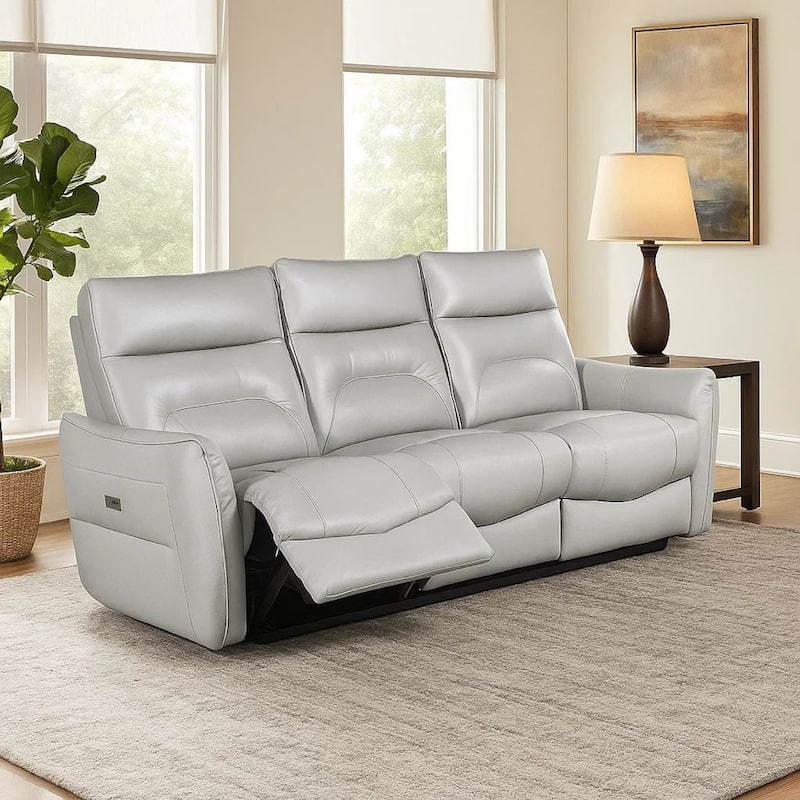 Becy Manual Reclining Loveseat w Console, 2 Cup Holders, Light Gray