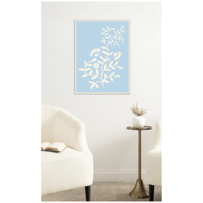 Kate and Laurel Country Chintz Botanical Pale Blue by Vicky Yorke Framed Canvas Wall Art Print