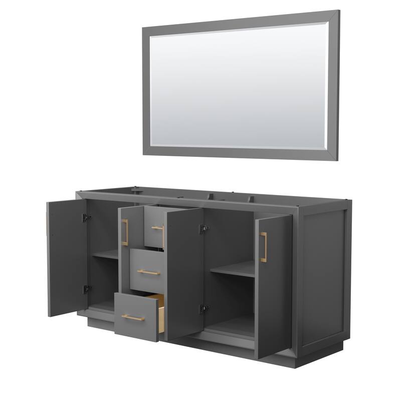 Strada 66-Inch Double Vanity Cabinet, 58-Inch Mirror