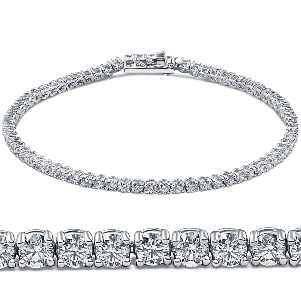 Bliss Diamond 3ct Round Diamond Tennis Bracelet White Gold Women's 7"
