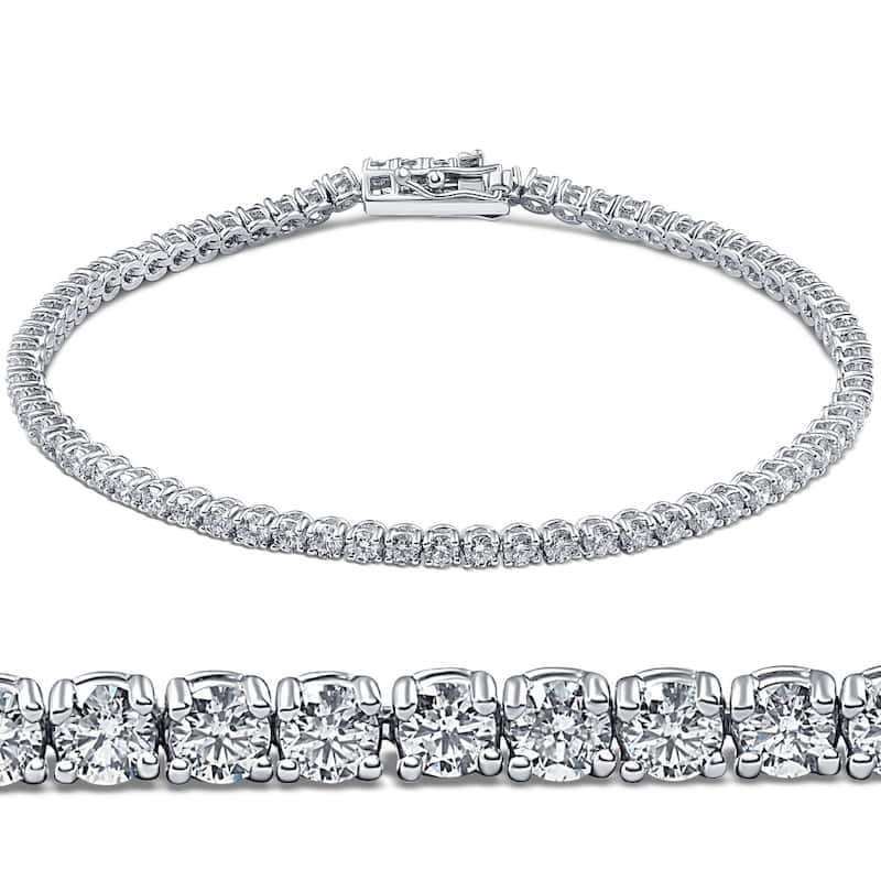 Bliss Diamond 3 Carat Round Cut Lab Grown Diamond Tennis Bracelet In White Gold 7" - White - 7 Inch