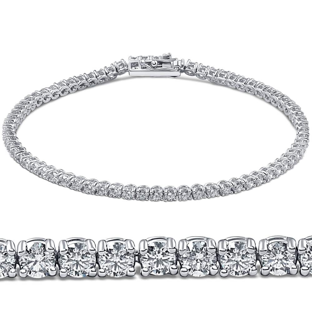 Bliss Diamond 3 Carat Round Cut Lab Grown Diamond Tennis Bracelet In White Gold 7"